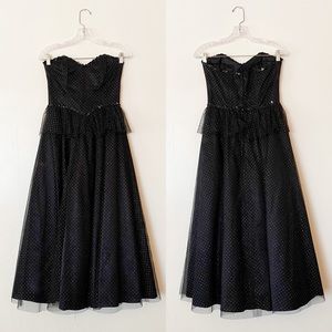 Gunne Sax Jessica McClintock Strapless Glitter Maxi Gown